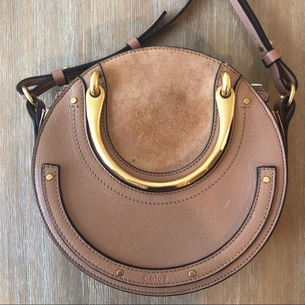 Chloé Round Crossbody Bag in Taupe with Gold Hardware